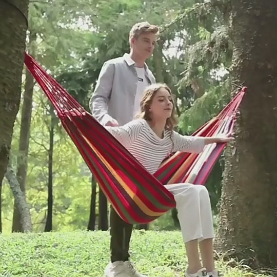 Πολύχρωμη Υφασμάτινη Διπλή Αιώρα με Διαστάσεις 190 x 150 cm