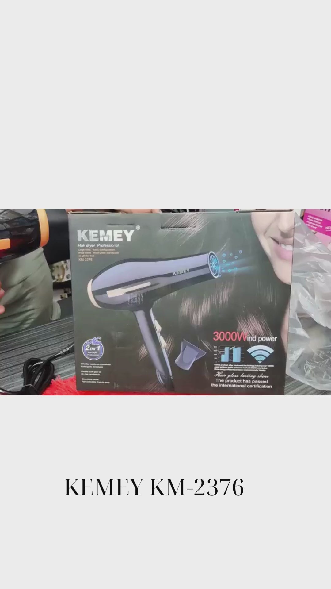 πιστολάκι μαλλιών επαγγελματικό 3000w kemey km-2376 – ισχυρό σεσουάρ για γρήγορο στέγνωμα & styling - vip mix shop