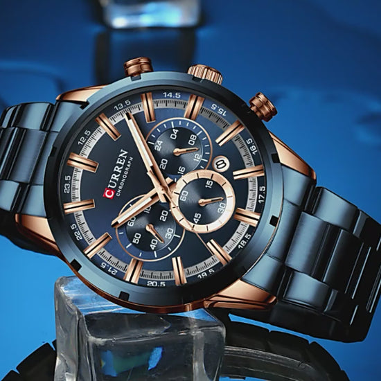 Ανδρικό Ρολόι CURREN 835  Quartz Χρονογράφος, Μεταλλικό Μπρασελέ & Αδιάβροχο