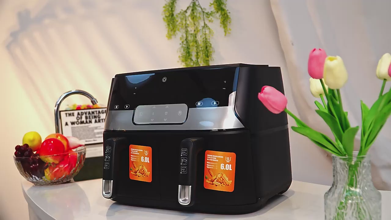 PREMIUM AIRFRYER ΜΕ ΔΙΠΛΟ ΚΑΔΟ ΚΑΙ ΜΕ ΜΕΓΑΛΗ ΧΩΡΗΤΙΚΟΤΗΤΑ 12 ΛΙΤΡΑ XXL RAF 5272