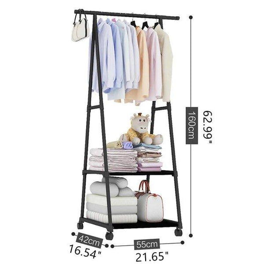 CLOTHES METAL RACK ΜΕΤΑΛΛΙΚΗ ΚΡΕΜΑΣΤΡΑ ΡΟΥΧΩΝ ΤΡΟΧΑΛΗΤΗ 55x42x160cm - vip mix shop