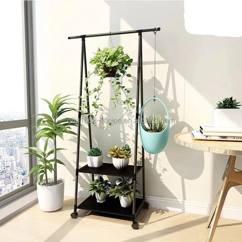 CLOTHES METAL RACK ΜΕΤΑΛΛΙΚΗ ΚΡΕΜΑΣΤΡΑ ΡΟΥΧΩΝ ΤΡΟΧΑΛΗΤΗ 55x42x160cm - vip mix shop