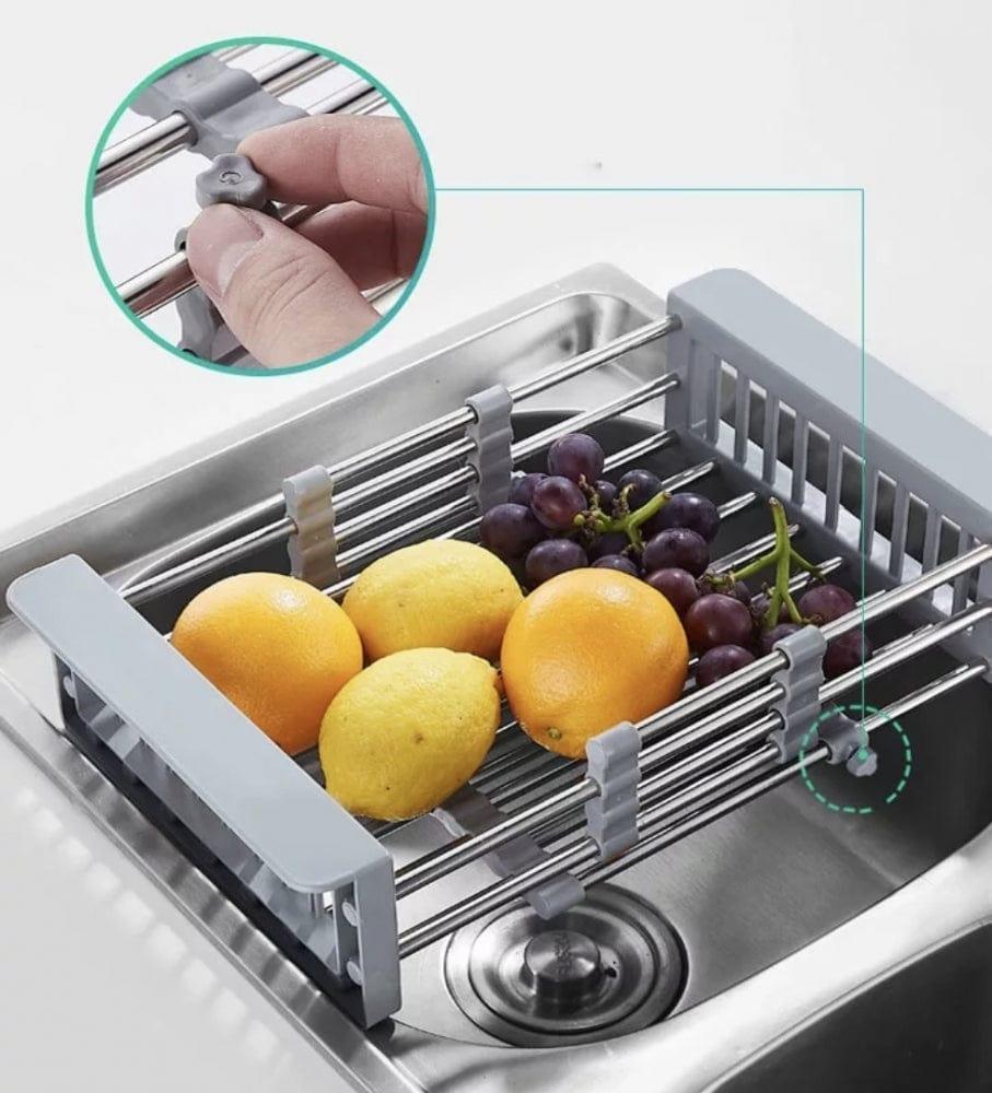 Ανοξείδωτο Πτυσσόμενο Στραγγιστήρι Νεροχύτη για Φρούτα και Λαχανικά- vip mix shop