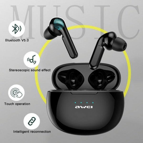 Ασύρματα Ακουστικά AWEI earphones με θήκη φόρτισης T15, True Wireless - vip mix shop