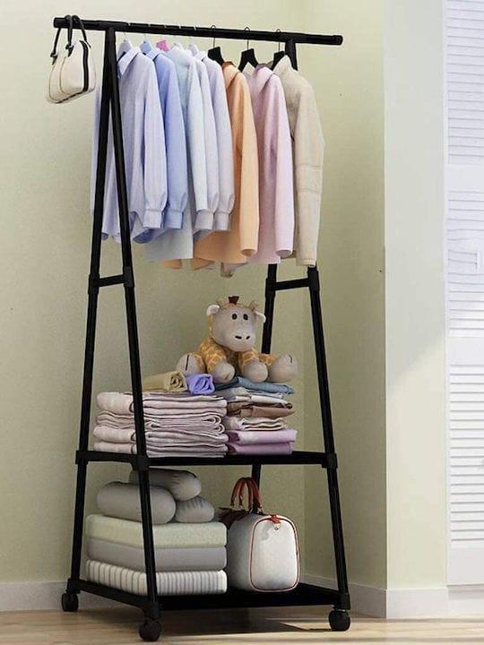 CLOTHES METAL RACK ΜΕΤΑΛΛΙΚΗ ΚΡΕΜΑΣΤΡΑ ΡΟΥΧΩΝ ΤΡΟΧΑΛΗΤΗ 55x42x160cm - vip mix shop