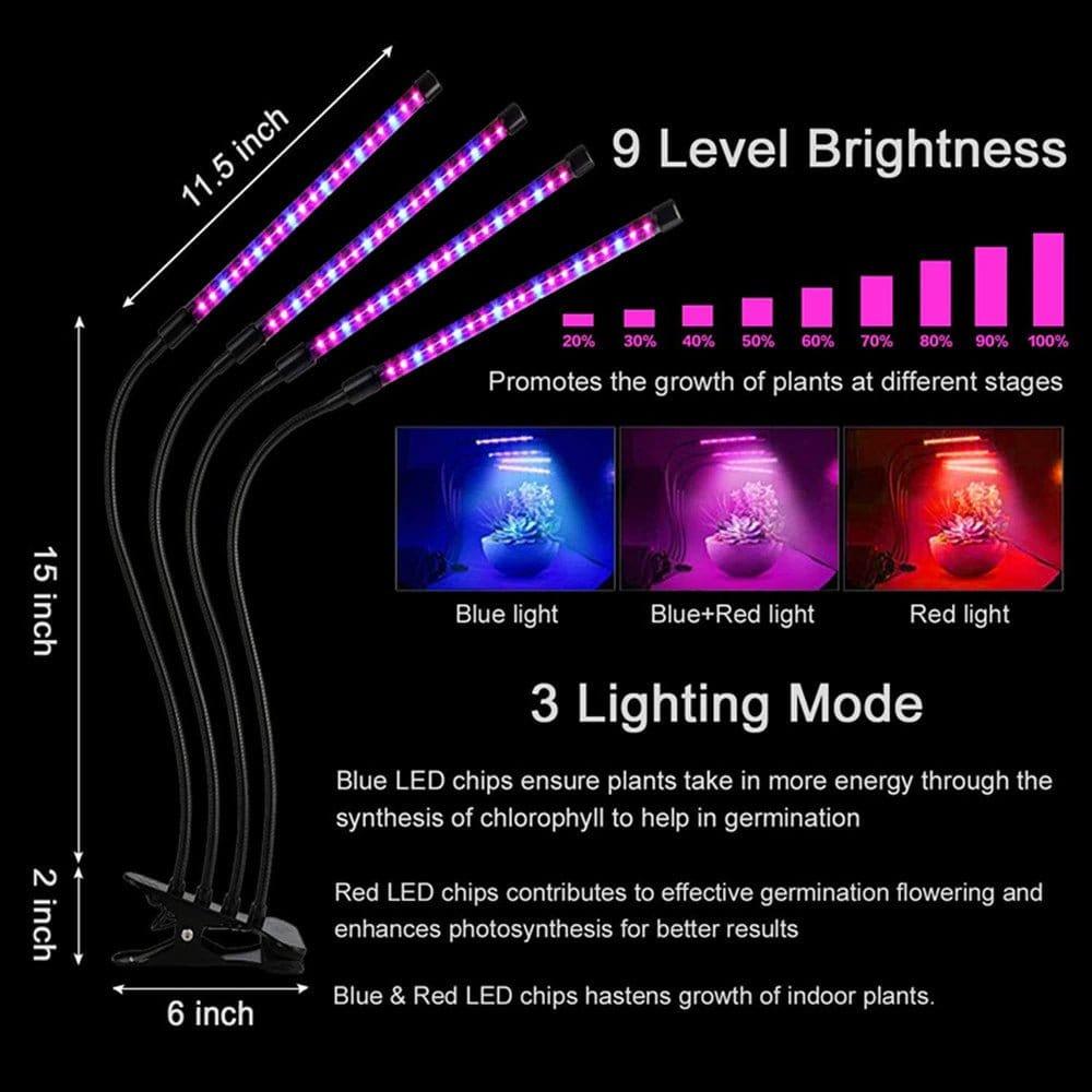 Φωτιστικό LED Ανάπτυξης Φυτών με 80 SMD 4 Λάμπες - vip mix shop