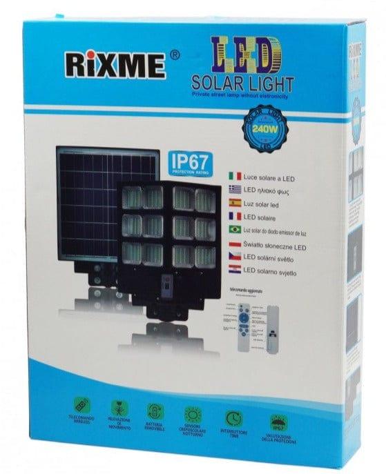 Ηλιακος Προβολεας RiXME Αδιαβροχος 240W με Ηλιακο Πανελ - vip mix shop