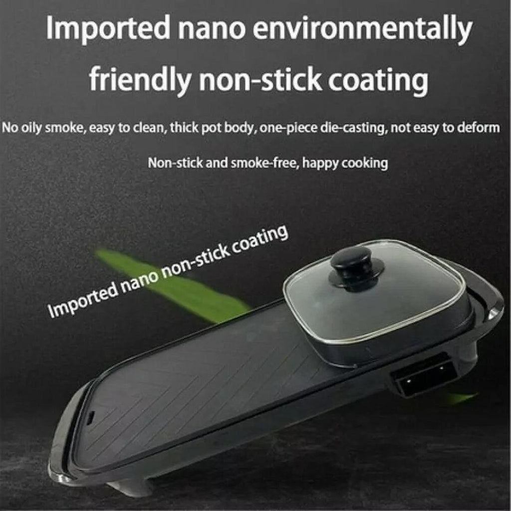 Πολυλειτουργική Αντικολλητική 2 σε 1 Γκριλιέρα-Κατσαρόλα με Γυάλινο Καπάκι - vip mix shop