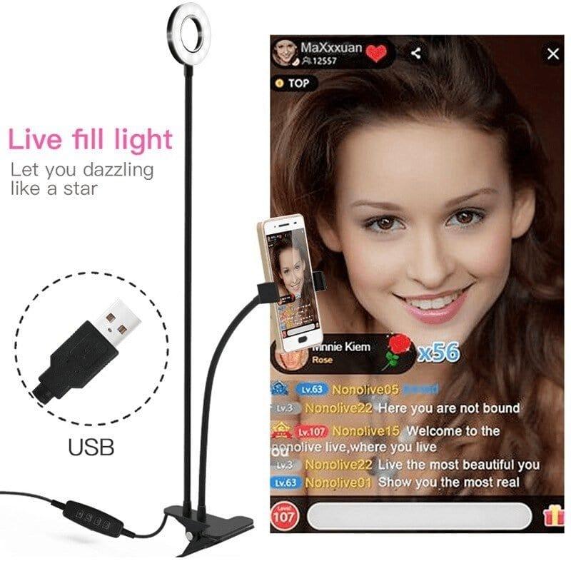 Ring light για Kινητό 2 Σε1 8cm 2500-4500K με Επιτραπέζια Βάση - vip mix shop