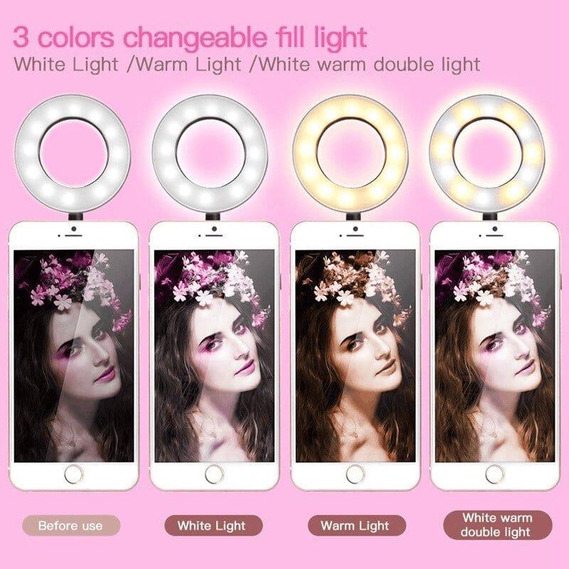 Ring light για Kινητό 2 Σε1 8cm 2500-4500K με Επιτραπέζια Βάση - vip mix shop