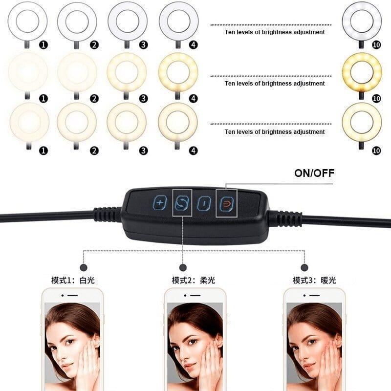 Ring light για Kινητό 2 Σε1 8cm 2500-4500K με Επιτραπέζια Βάση - vip mix shop